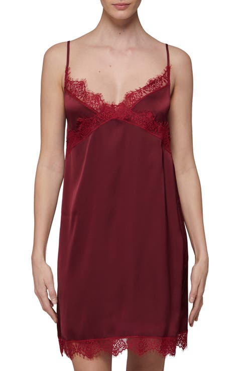 Lace Trim Satin Chemise