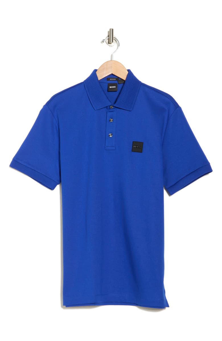 BOSS Parlay Logo Patch Cotton Polo, Alternate, color, Bright Blue