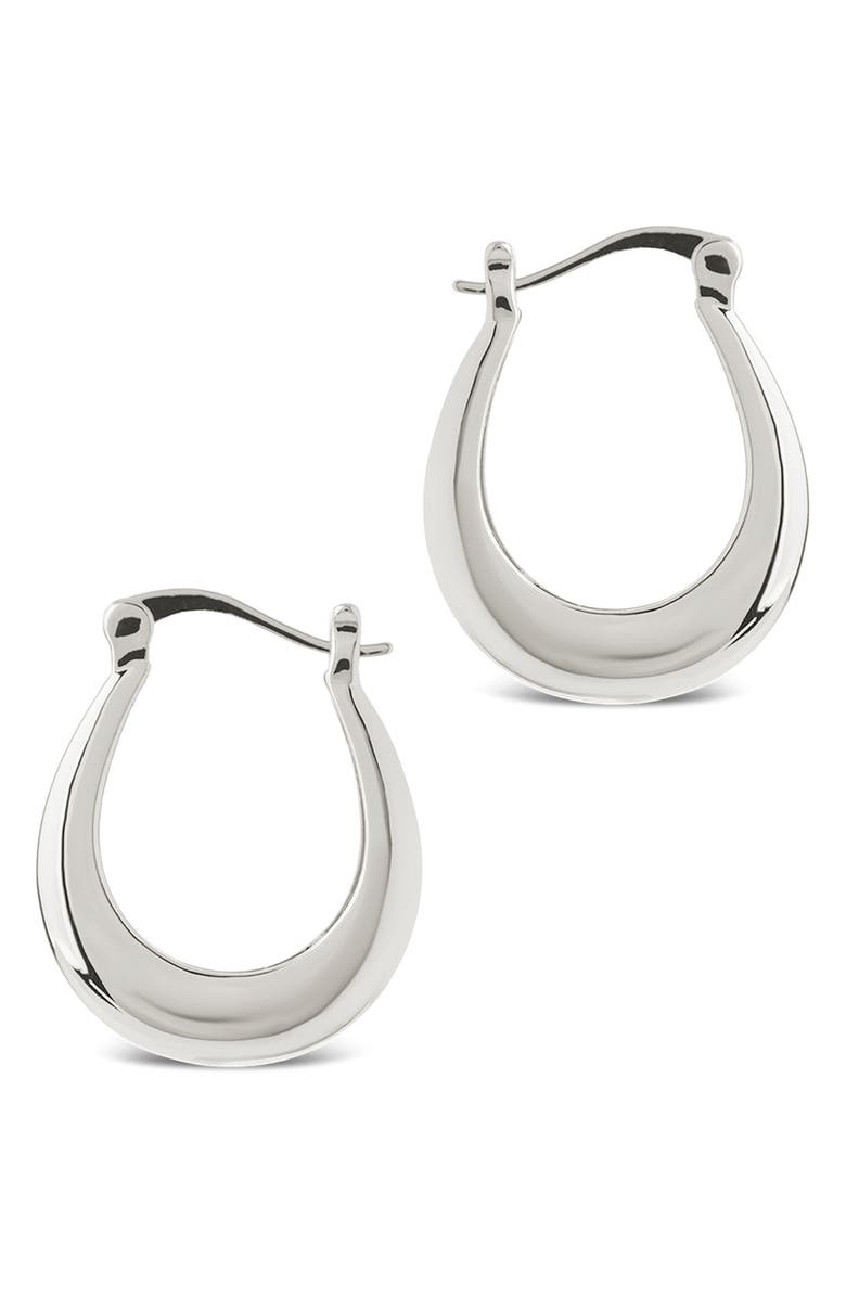 Sterling Forever Athena Rib Hoop Earrings, Alternate, color, Silver