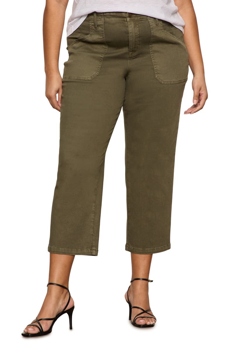 Retreat Mid Rise Crop Straight Leg Utility Pants, Main, color, BURNT OLIVE GREEN