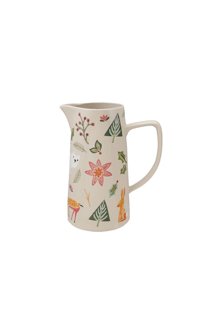 Stoneware Botanical Pitcher, Main, color, Multicolor