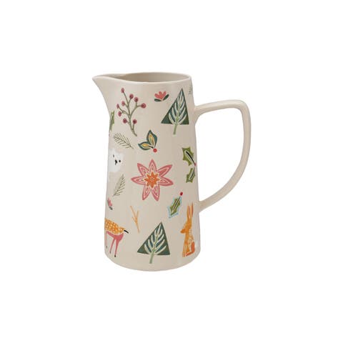 Stoneware Botanical Pitcher