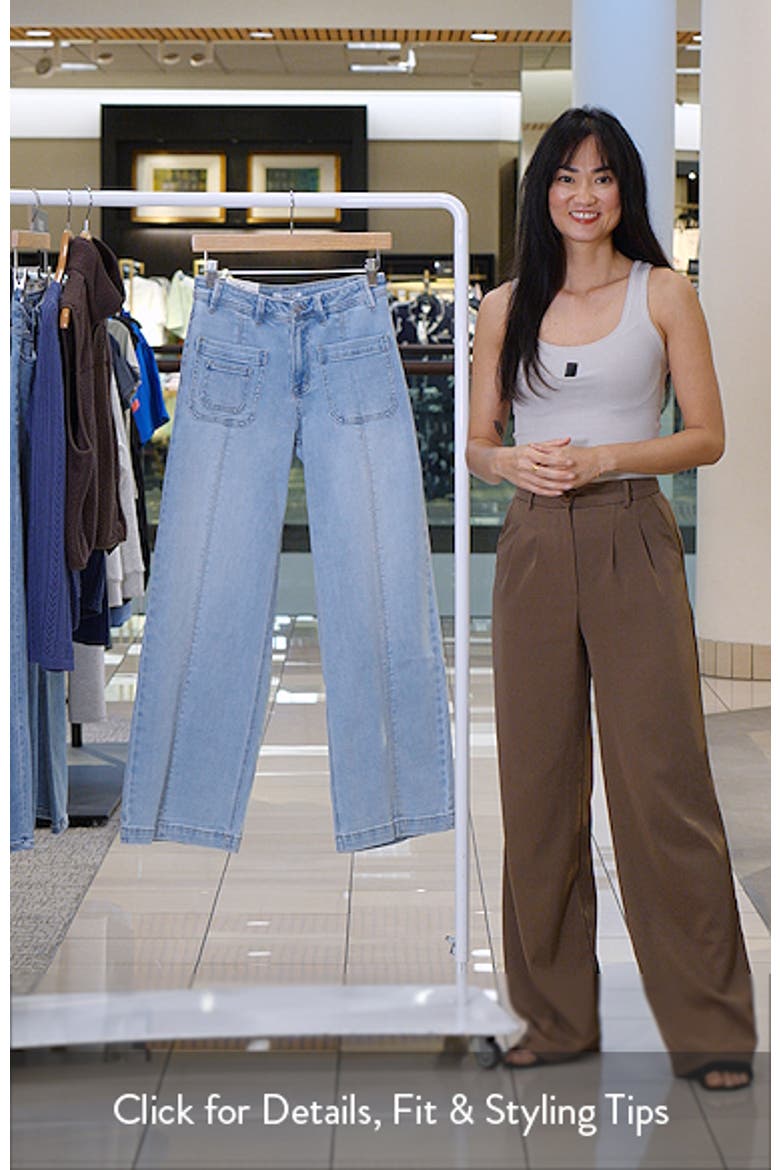 Patch Pocket Mid Rise Wide Leg Jeans video