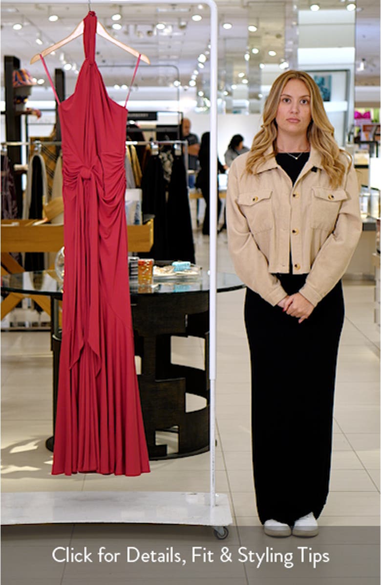 Gulliame Tie Front Halter Gown, sales video thumbnail