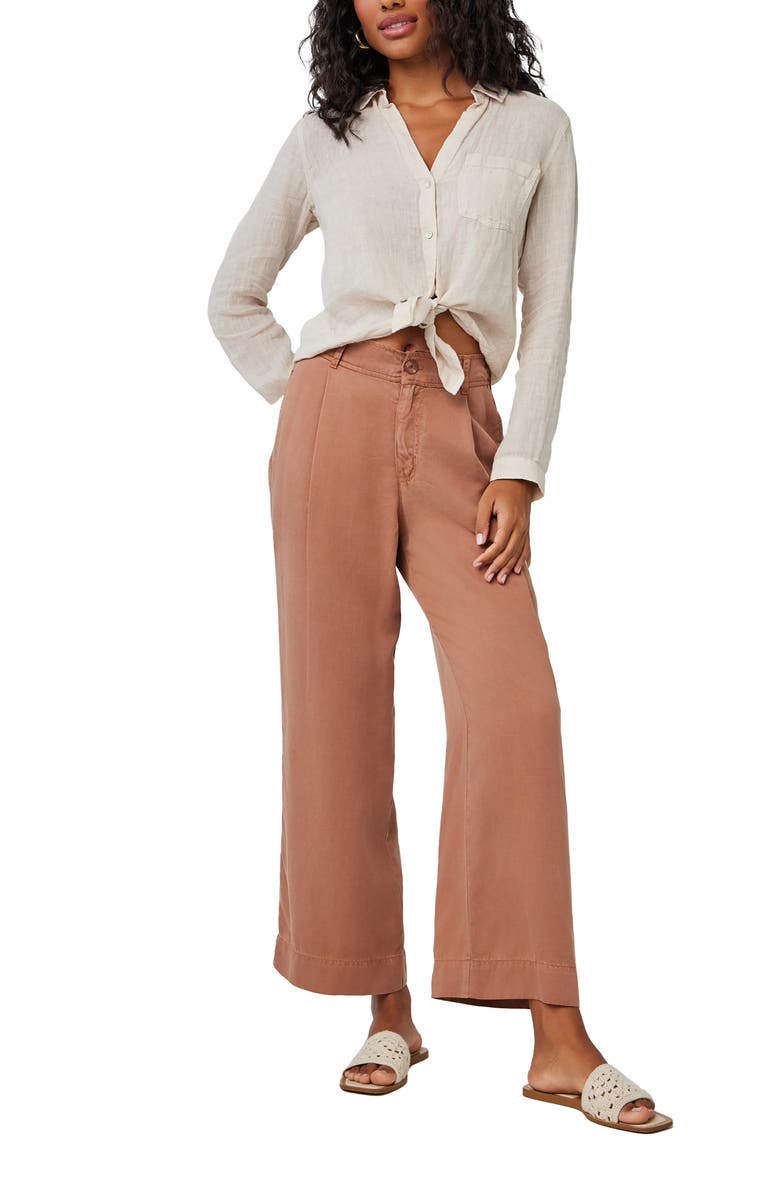 Bella Dahl Marina Pleated Wide Leg Pants, Alternate, color, Sandal Brown