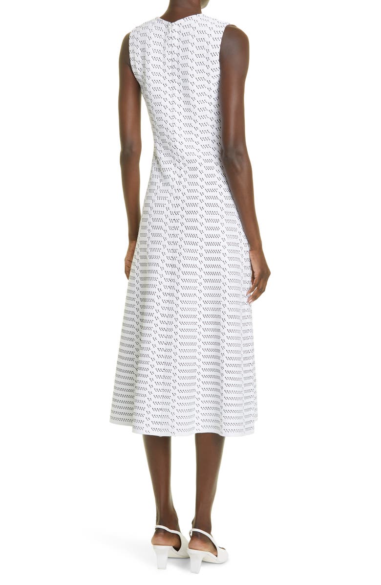 ST. JOHN Two-Tone Jacquard Fit & Flare Midi Dress, Alternate, color,