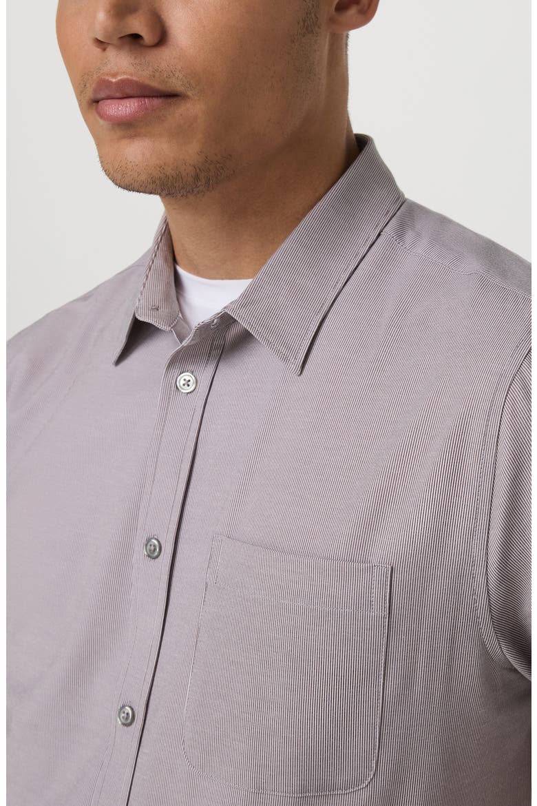 Short Sleeve Bridge Button-Up Shirt, Alternate, color, SABLE MINI STRIPE