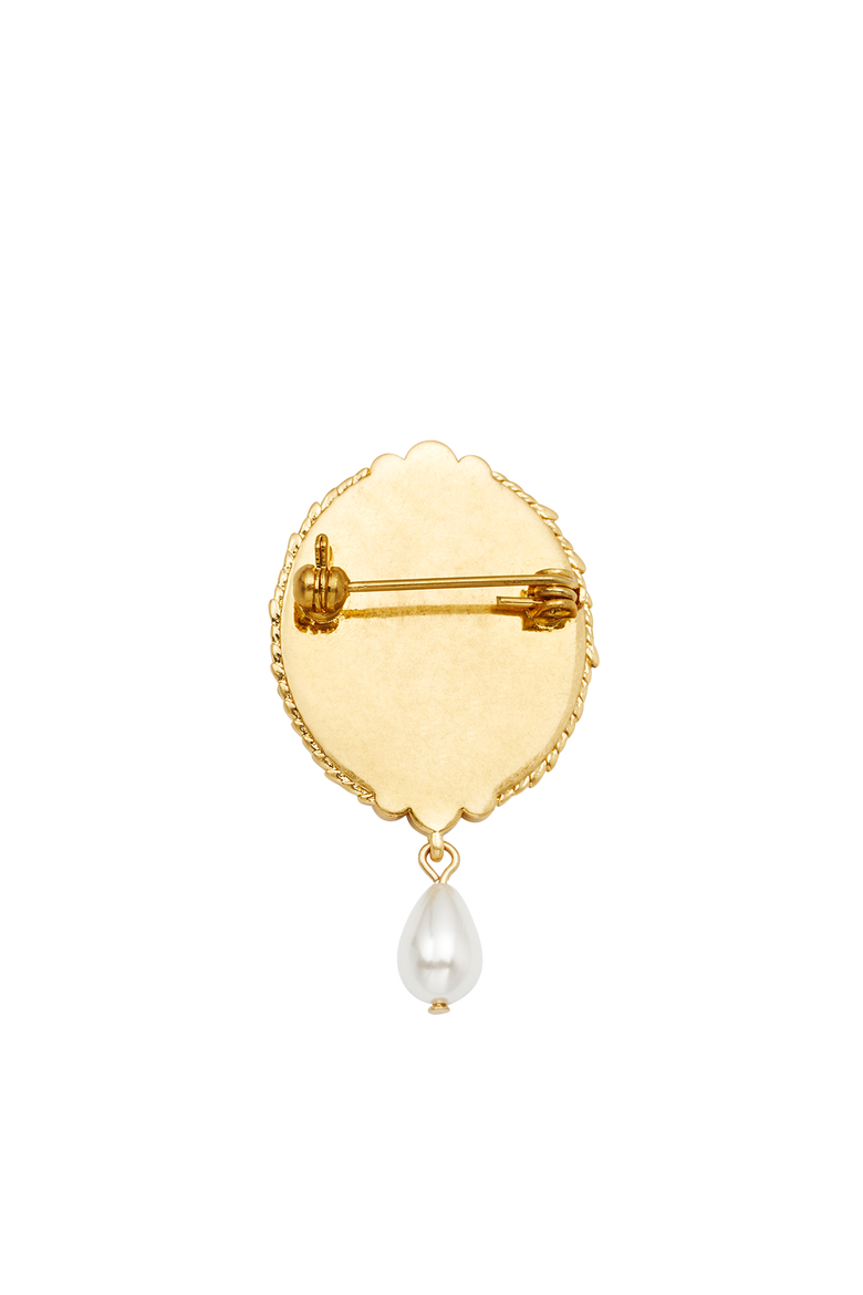 Robin Bramble & Pearl Brooch, Alternate, color, Gold
