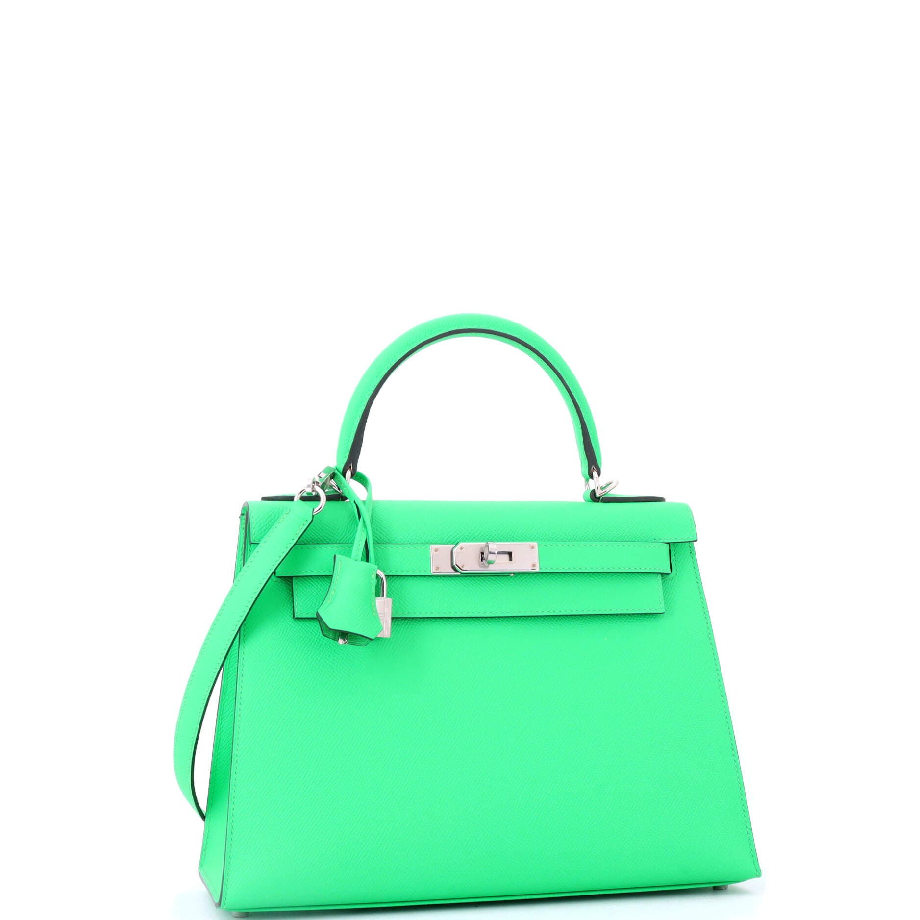 Pre-Owned Hermes Kelly Handbag Green Epsom with Palladium Hardware 28, Alternate, color, Vert Comics