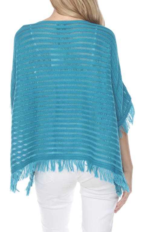 Rain And Rose Fringe Short Sleeve Sweater In Teal