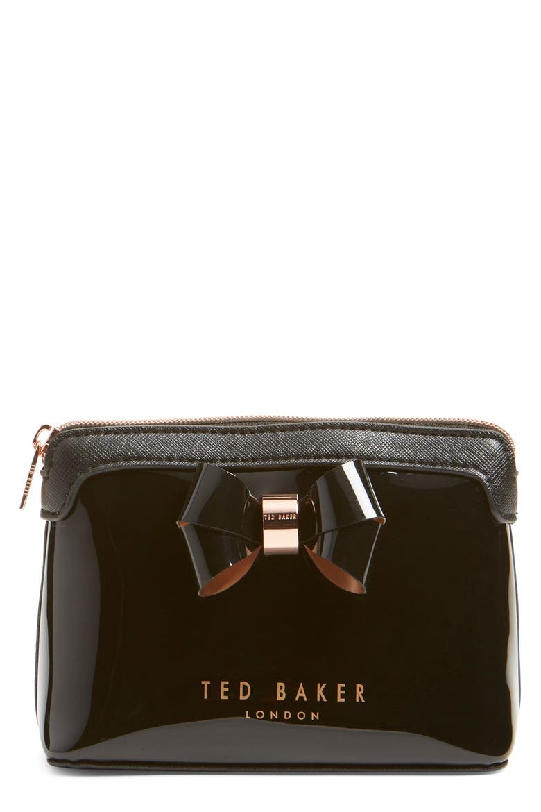 Layered Bow Makeup Bag (Nordstrom Exclusive), Main, color, JET