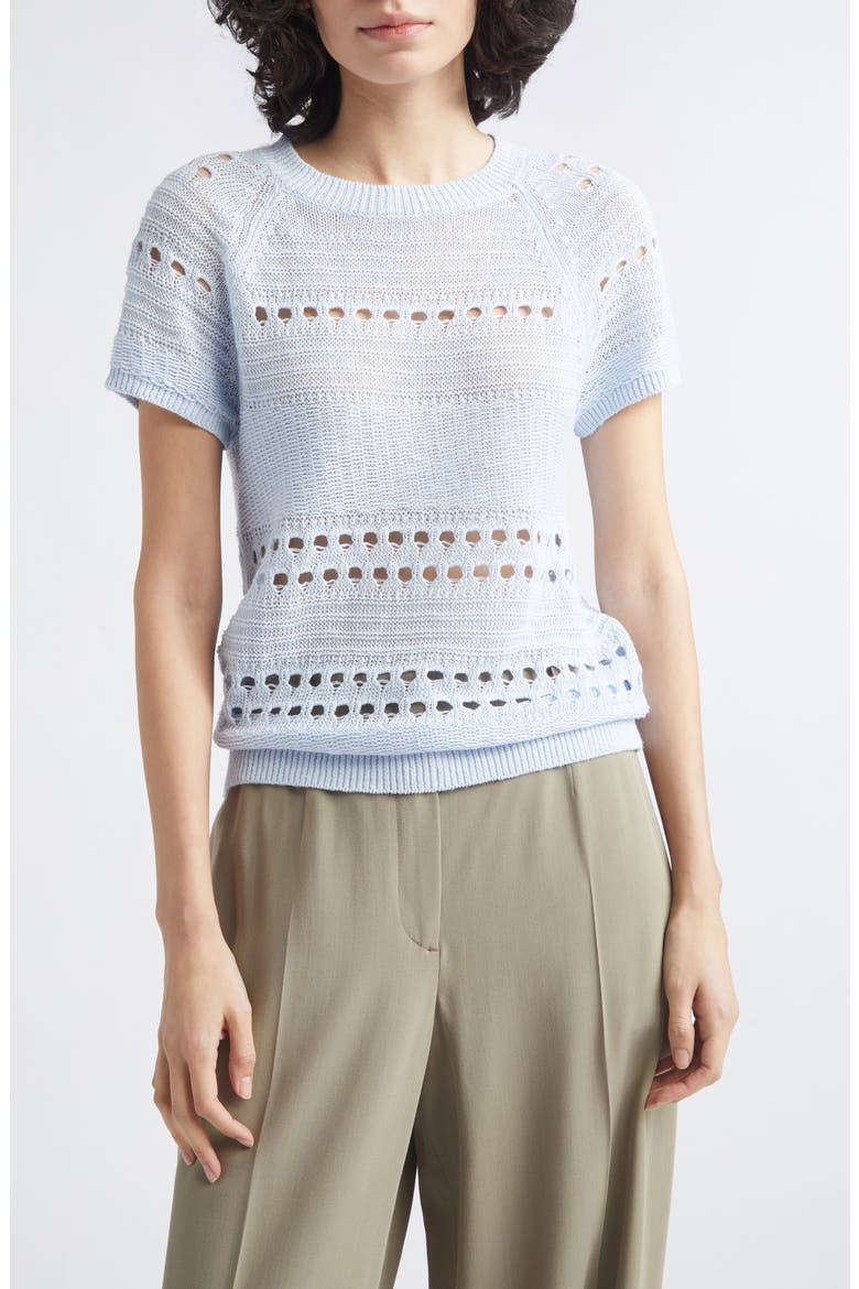 Chloe Raglan Sleeve Semisheer Linen Sweater, Main, color, LIGHT BLUE