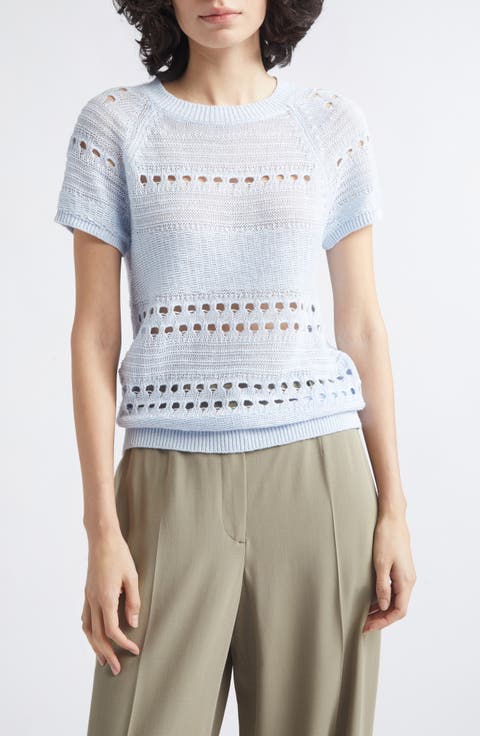Chloe Raglan Sleeve Semisheer Linen Sweater