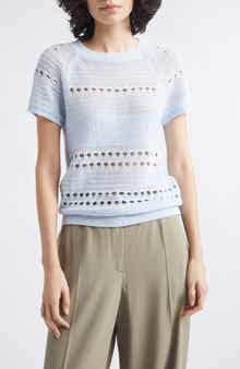 Chloe Raglan Sleeve Semisheer Linen Sweater