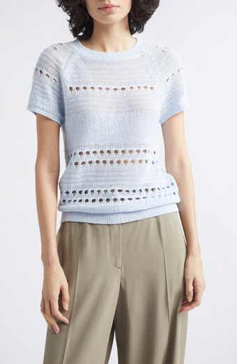 Chloe Raglan Sleeve Semisheer Linen Sweater