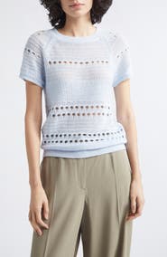 Reiss Chloe Raglan Sleeve Semisheer Linen Sweater