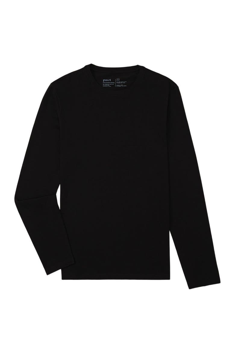 Luxe Essential Slim Long Sleeve Tee Made With Organic Cotton, Alternate, color, Black