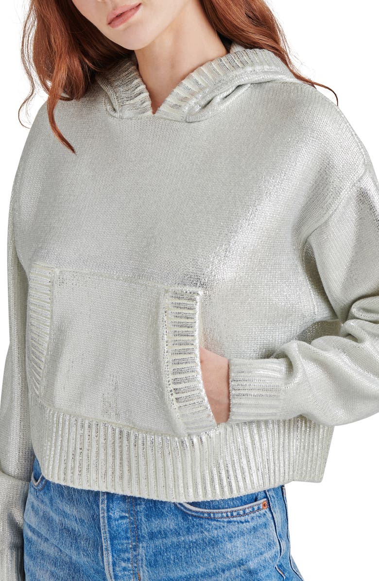 Steve Madden Cameran Metallic Sweater Hoodie, Alternate, color, 
