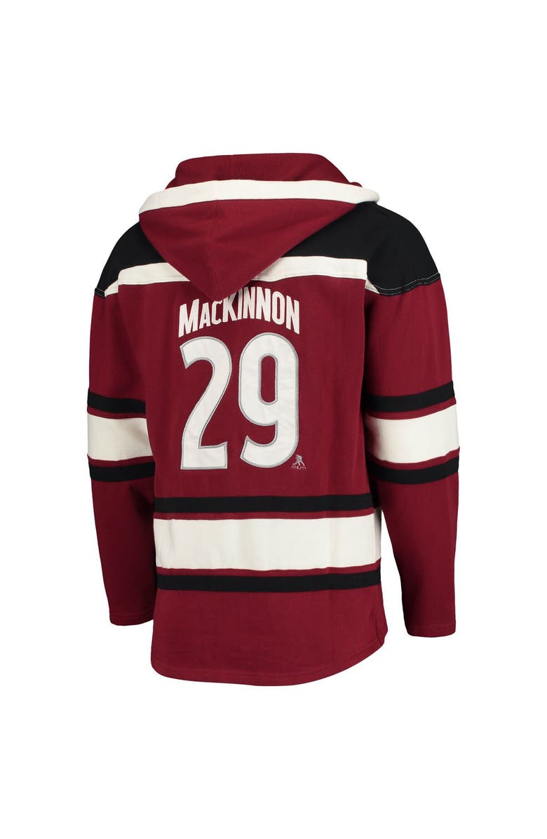 '47 Men's '47 Nathan MacKinnon Burgundy Colorado Avalanche Player Name & Number Lacer Pullover Hoodie, Alternate, color,
