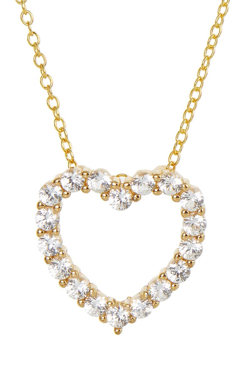 SAVVY CIE JEWELS 18K Gold Vermeil Lab Created White Sapphire Heart ...
