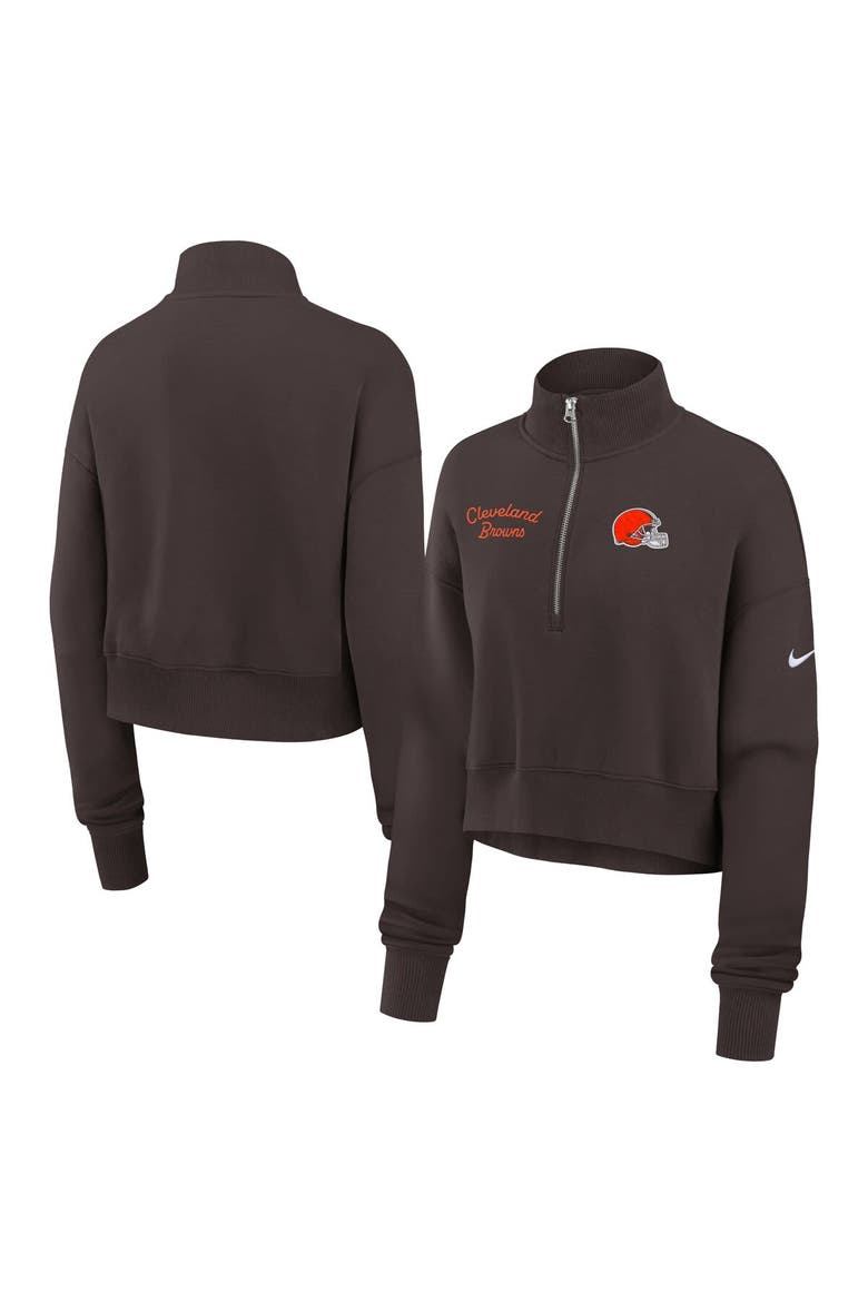 Women's Nike Brown Cleveland Browns Primetime Phoenix Half-Zip Sweatshirt, Main, color, Brown