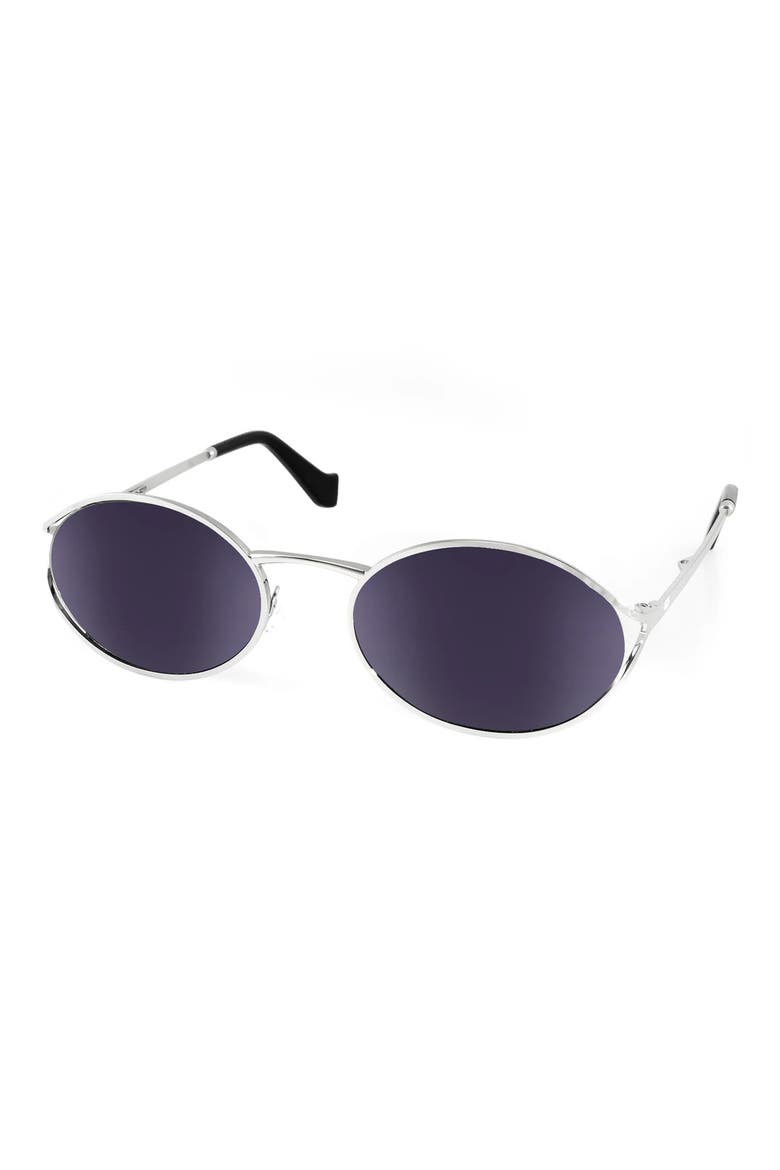54mm Zozo Oval Sunglasses, Alternate, color, SILVER/ BLACK