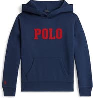 Polo Ralph Lauren Kids' Logo Embroidered Cotton Blend Fleece Hoodie