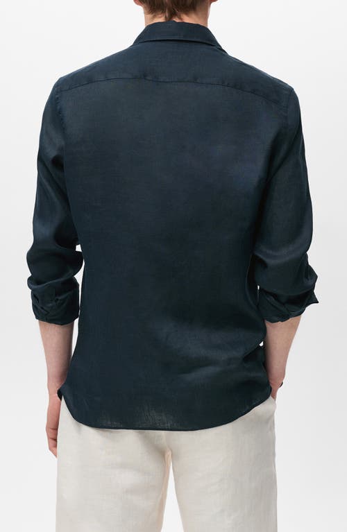 Mango Slim Fit Linen Button-up Shirt In Blue