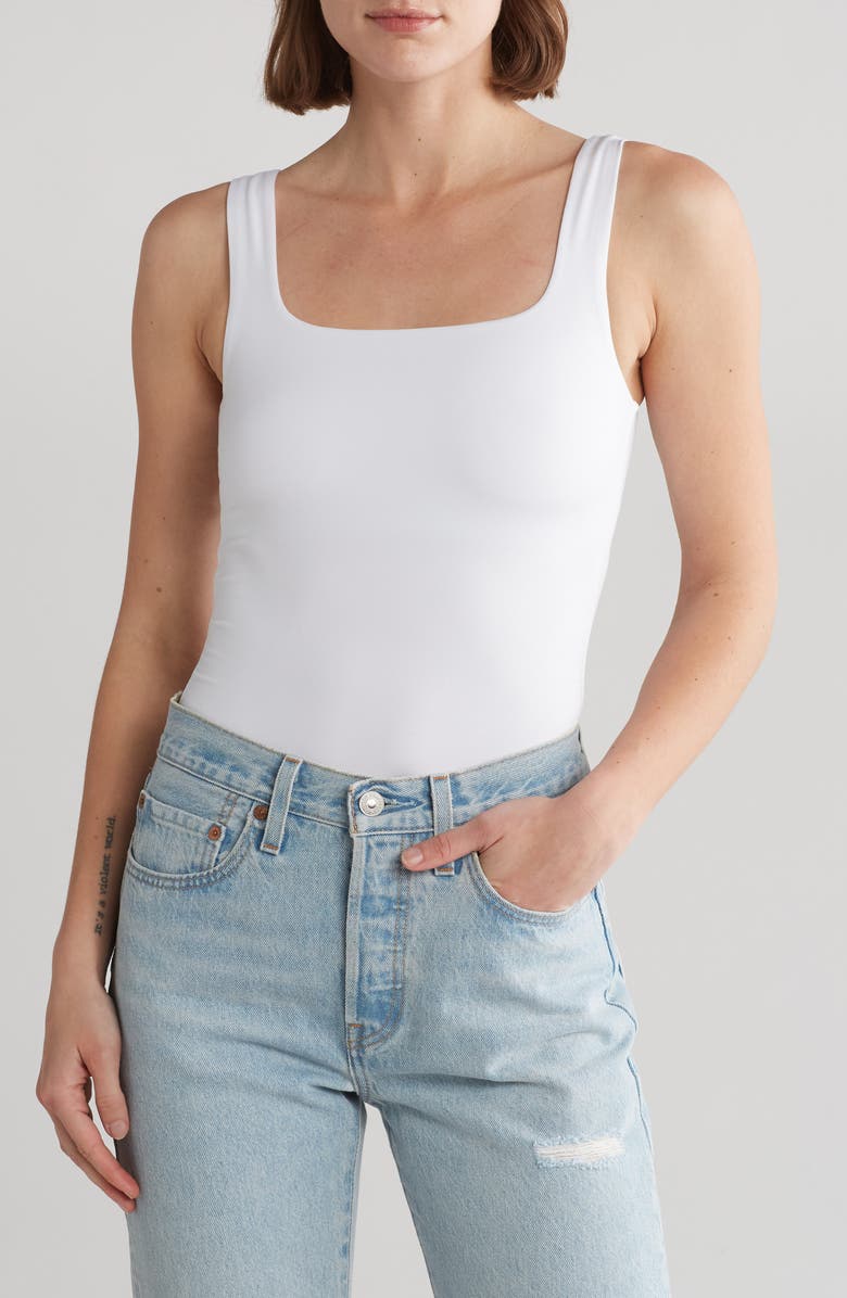 Good American Good Form Modern Tank Bodysuit, Main, color, White001