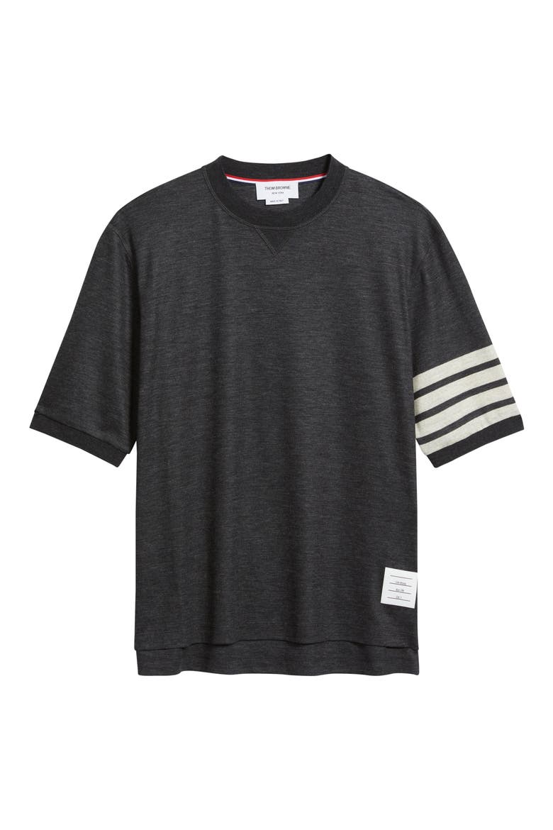 4-Bar Virgin Wool Jersey T-Shirt, Alternate, color, CHARCOAL