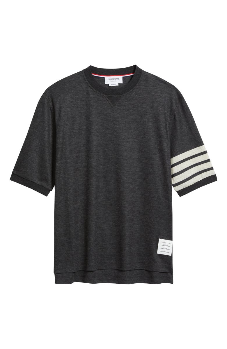 Thom Browne 4-Bar Virgin Wool Jersey T-Shirt, Alternate, color, Charcoal