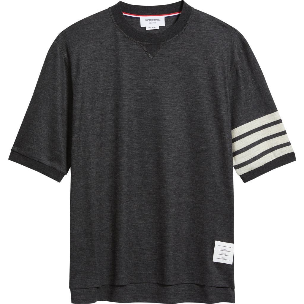 Thom Browne 4-bar Virgin Wool Jersey T-shirt In Gray