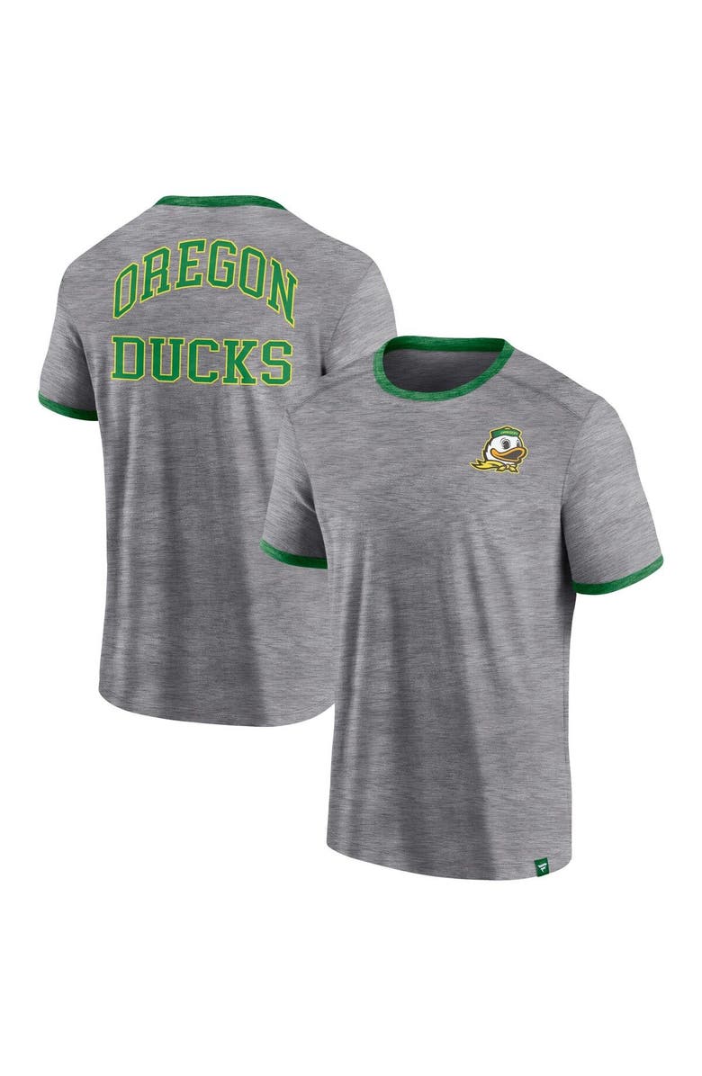 FANATICS Men's Fanatics Branded Heather Gray Oregon Ducks Classic Stack Ringer T-Shirt, Main, color, Heather Gray