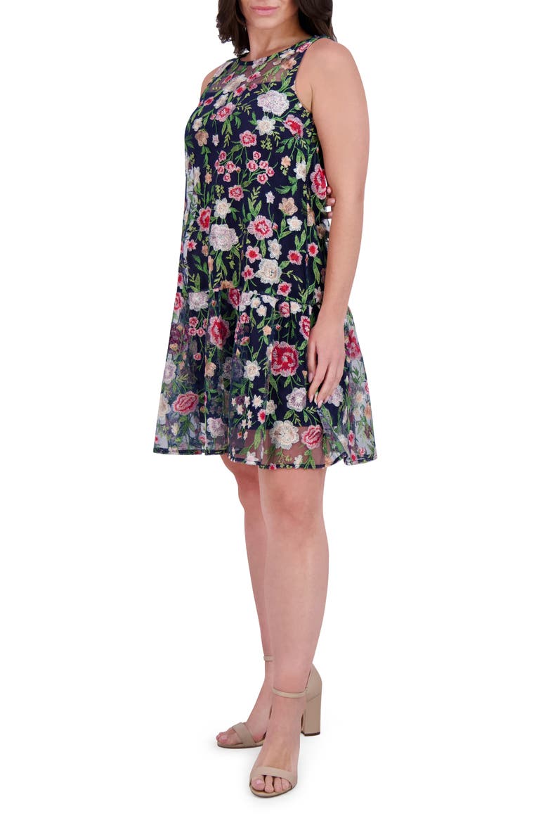 Tiered Ruffle Wrap Style Midi Dress, Alternate, color, NAVY MULTI
