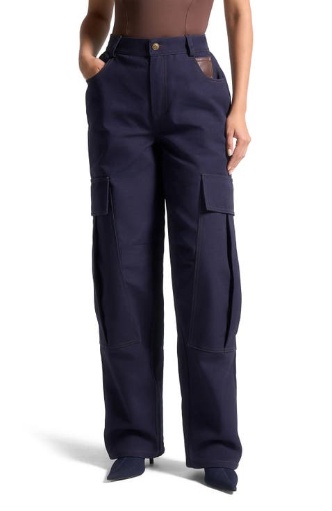 High Rise Drill Cargo Pants