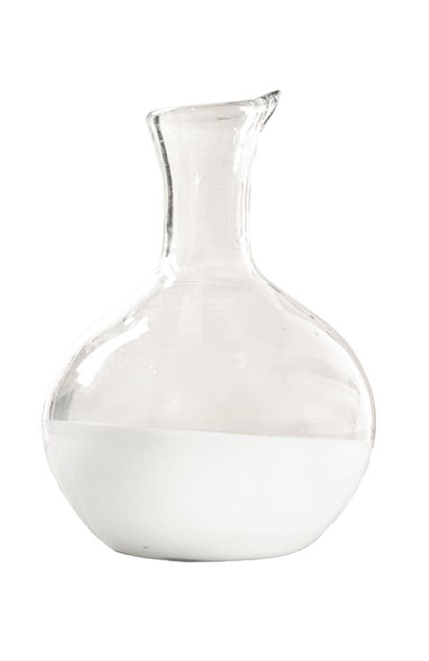 Handblown Glass Carafe - White Base