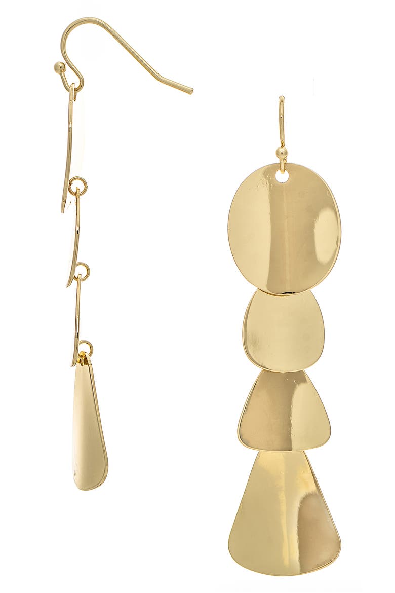 Satin Disc Tiered Drop Earrings, Main, color, GOLD SATIN