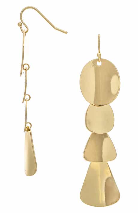 Satin Disc Tiered Drop Earrings