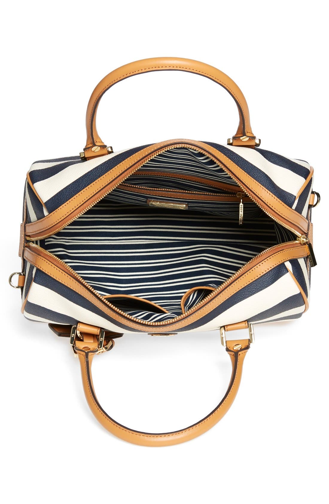'Kerrington' Stripe Satchel, Medium, Alternate, color, AWNING STRIPE
