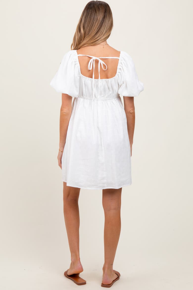 Textured Bubble Sleeve Maternity Mini Dress, Alternate, color, White