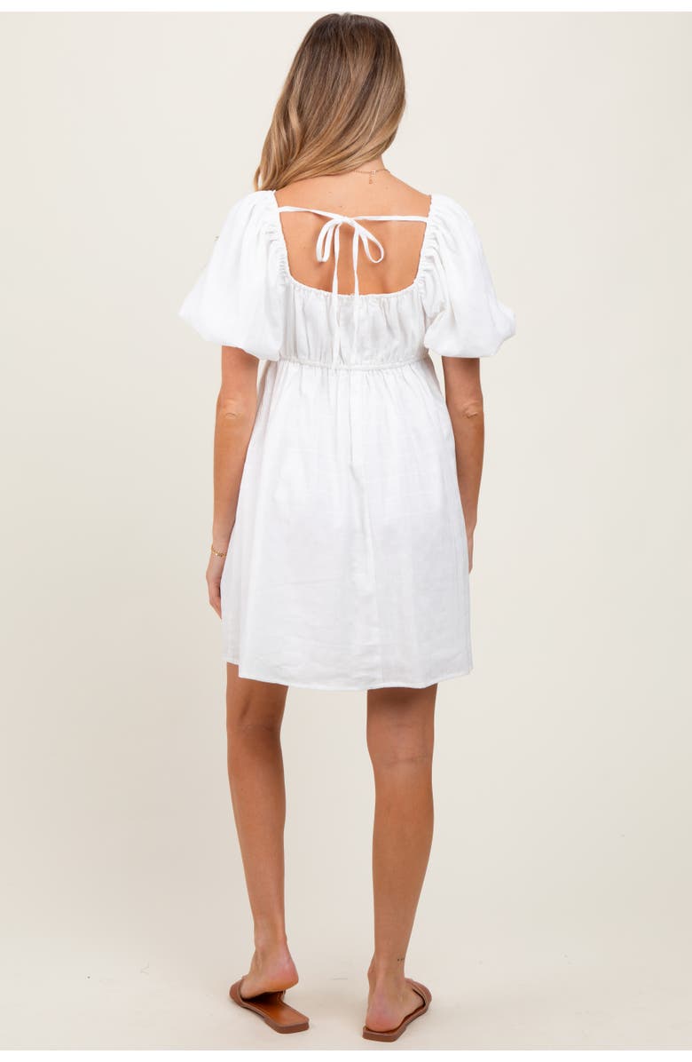 PinkBlush Textured Bubble Sleeve Maternity Mini Dress, Alternate, color, White
