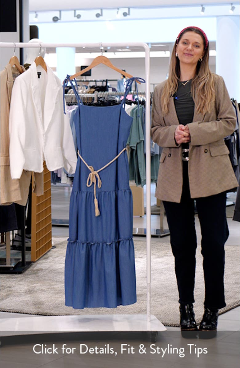 Tie Strap Sleeveless Tiered Midi Dress, sales video thumbnail