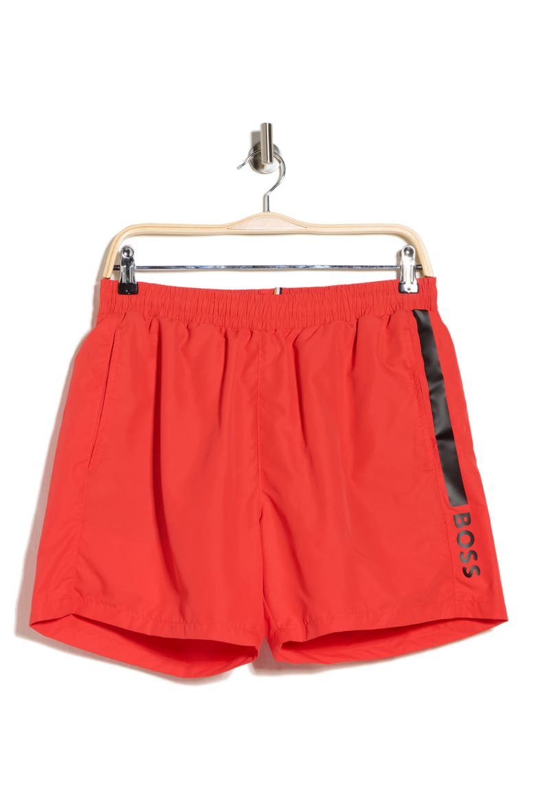 Dolphin Swim Trunks, Alternate, color, BRIGHT RED