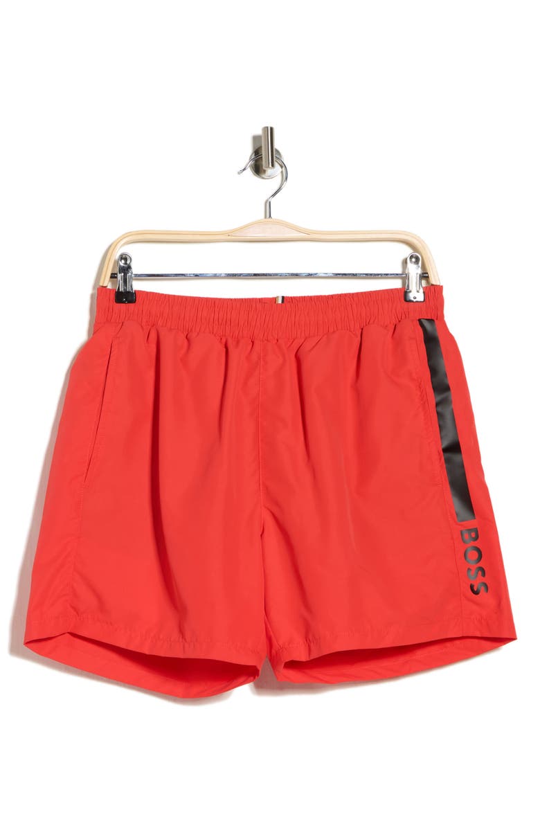 BOSS Dolphin Swim Shorts, Main, color, Bright Red