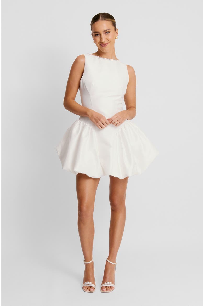 Sleeveless Bubble Hem Mini Dress, Alternate, color, White