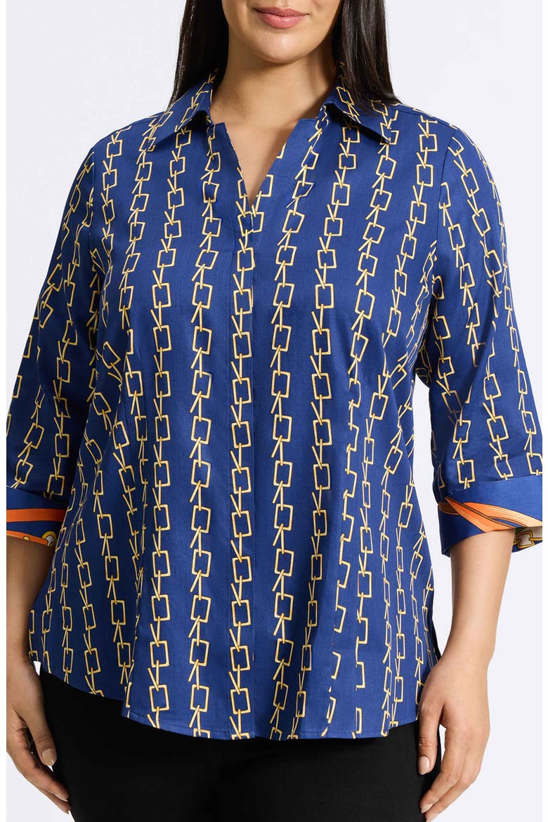Taylor Chain Stripe Cotton Button-Up Shirt, Main, color, PACIFIC BLUE MU