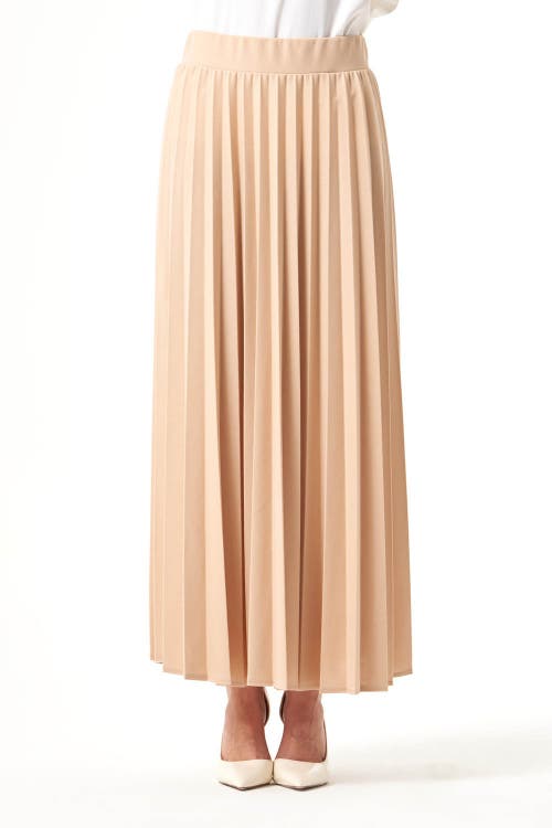 Mizalle Waisted Pleated Midi Skirt In Neutral