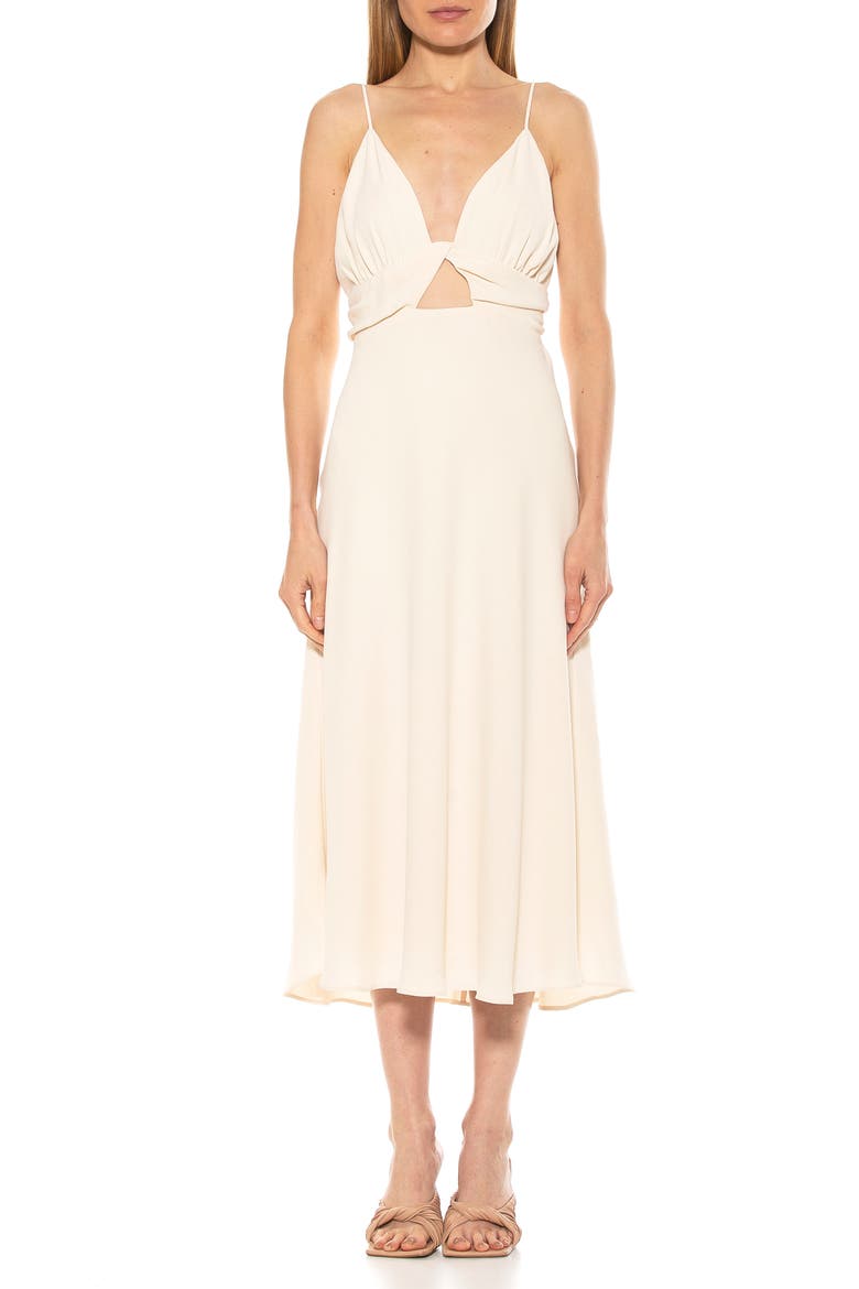 Camila Front Cutout Midi Dress, Main, color, IVORY