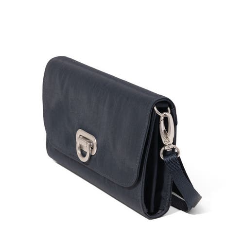 Baggallini Coastal Flip Lock Rfid Phone Wallet Crossbody Bag In Blue