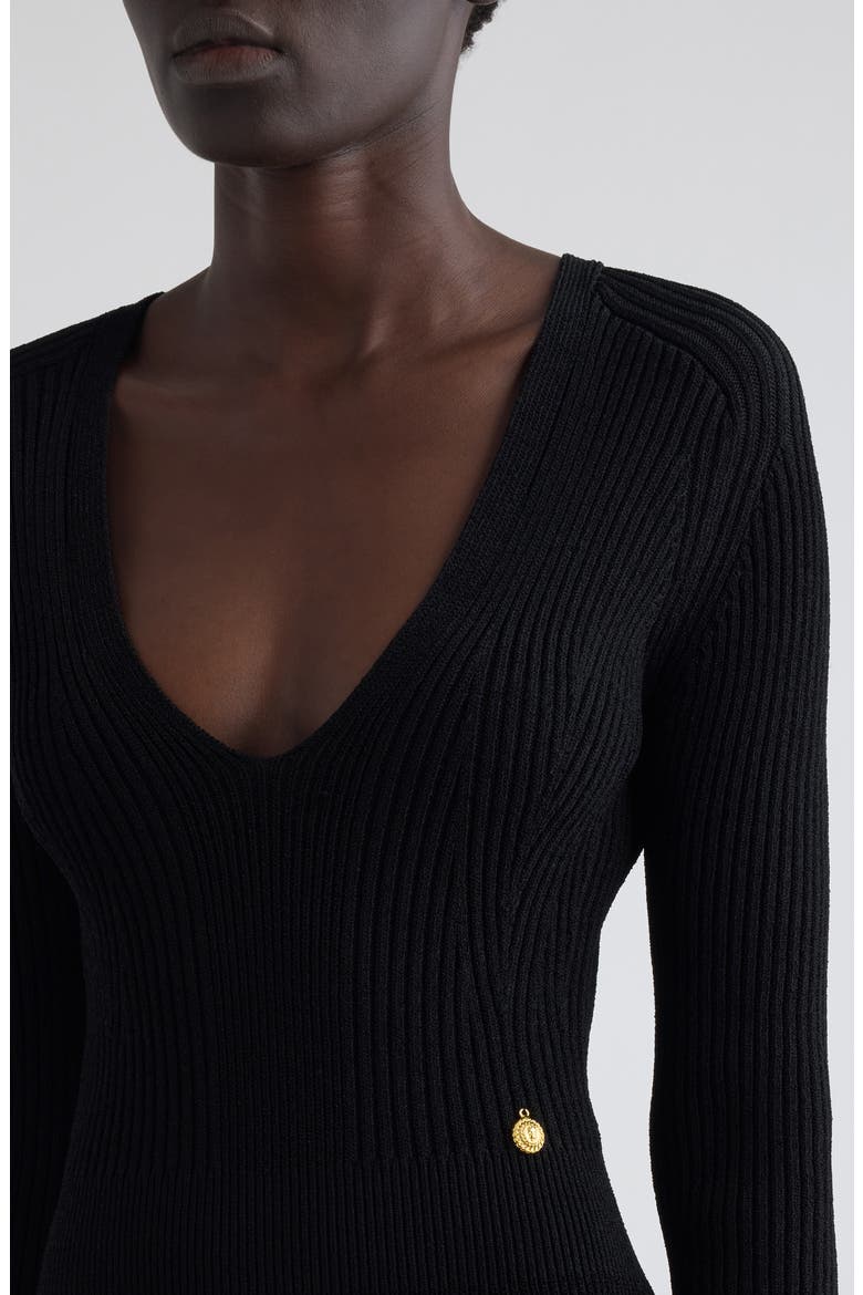 Long Sleeve Rib Sweater Dress, Alternate, color, 0PA BLACK